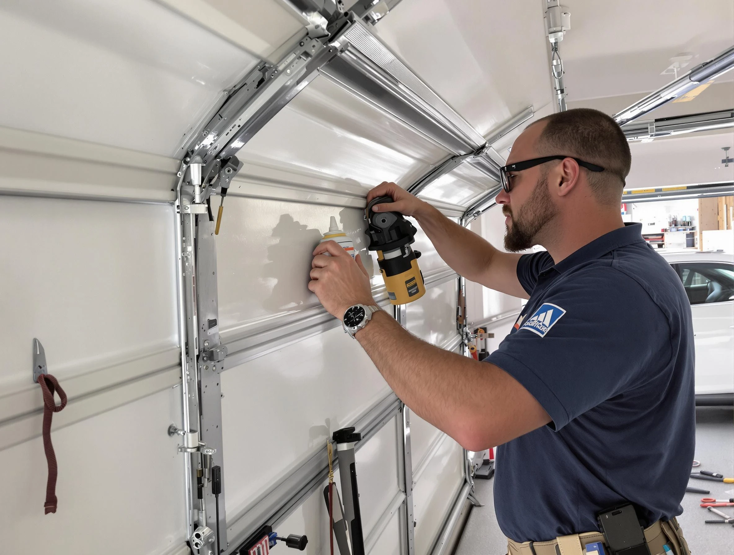 McCalla Garage Door Repair technician performing comprehensive noise reduction service in McCalla