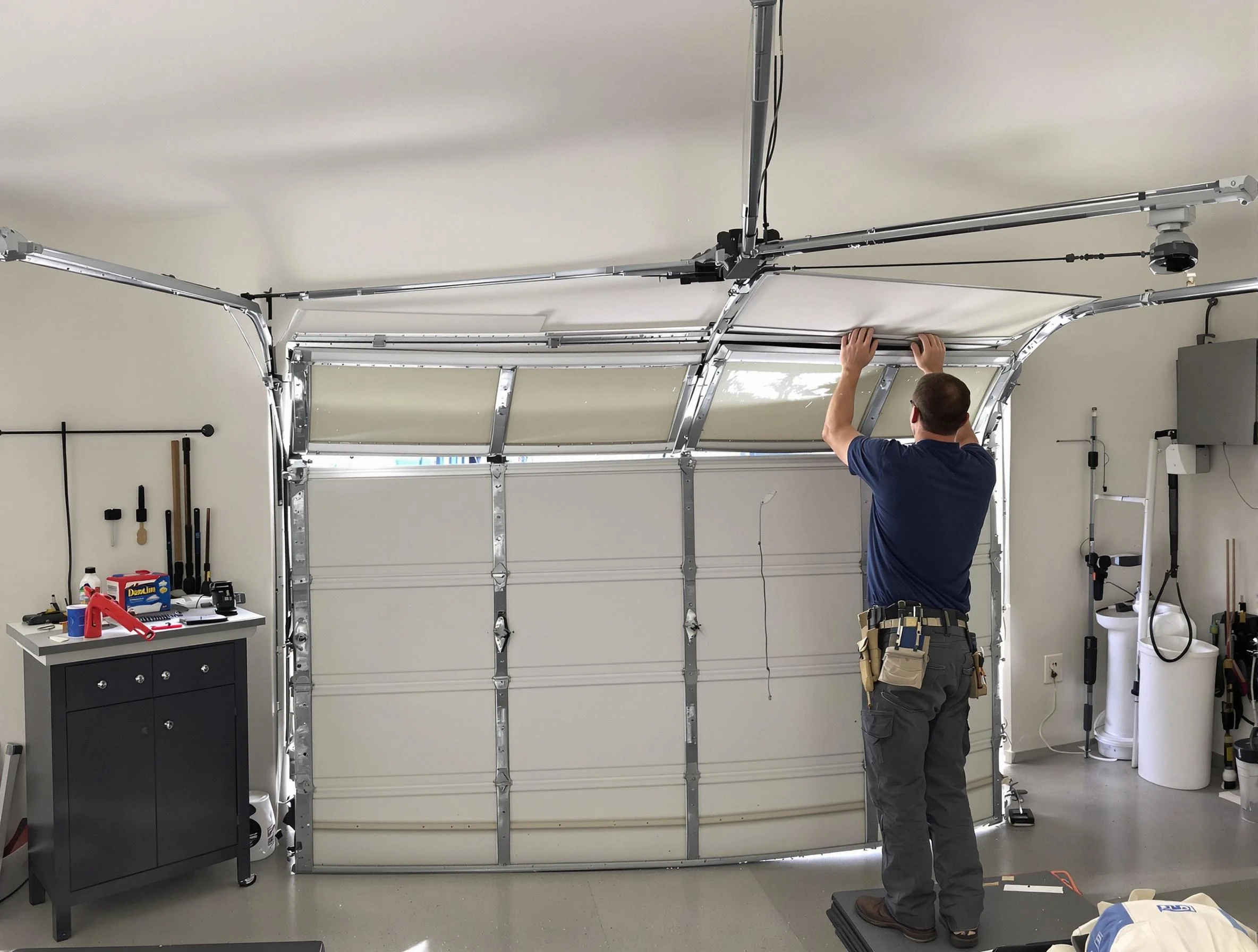 McCalla Garage Door Repair specialist performing precise section replacement on McCalla garage door
